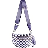 Black and White Checkered Crossbody Bag Bum Bag for Women,Spacious Checkered Purse Fanny Packs Belt Bag