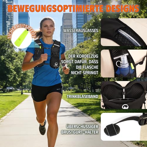 ONETOALL Women's Running Vest with 2L TPU Hydration Bladder/500 ml Water Bottle, Lightweight Hydration Backpack Running Men's 6L, Running Vest Reflective for Jogging, Trail Running, Bicycle, Marathon