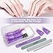 Gel Nail Polish Remover Kit, Nail Polish Remover Tool with Nail Clips, Nail File, Nail Brush, Triangle Cuticle Peeler Scraper, Finger Separators, Lint Free Nail Wipes for Gel (Purple)