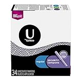 U by Kotex Security Tampons, Regular, Unscented, 34 Count (Pack of 6)