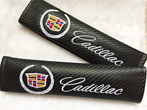 BENZEE 2pcs Cadillac Carbon Fiber Car Seat Belt Shoulders Pad Truck Cover For ATS CTS EXT SRX XTS XLR SEDAN ELR COUPE ESCALADE