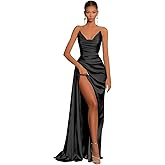 GUKARLEED Women's Off The Shoulder Prom Dresses Satin Bridesmaid Formal Dress Long Ball Gown Split Corset Evening Gowns