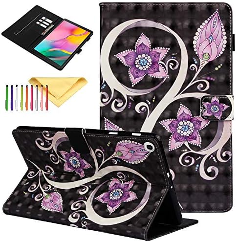 Case for Samsung Galaxy Tab A 10.1 2019 T510 T515, Cookk Slim Fit 3D Pattern PU Leather Multi-Angle Viewing Folio Flip Stand Wallet Cover for Samsung Galaxy Tab A 10.1" 2019, Peacock Flower