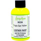 Angelus Neon Leather Paint, 4 oz, Tropical Sun Yellow