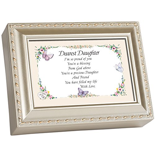 Cottage Garden Dearest Daughter Champagne Silver Traditional Music Box Plays Light Up My Life