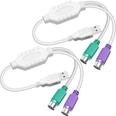 Xiatiaosann PS2 to USB A Adapter Cable for Keyboard Mouse 2 PCS PS/2 Male USB