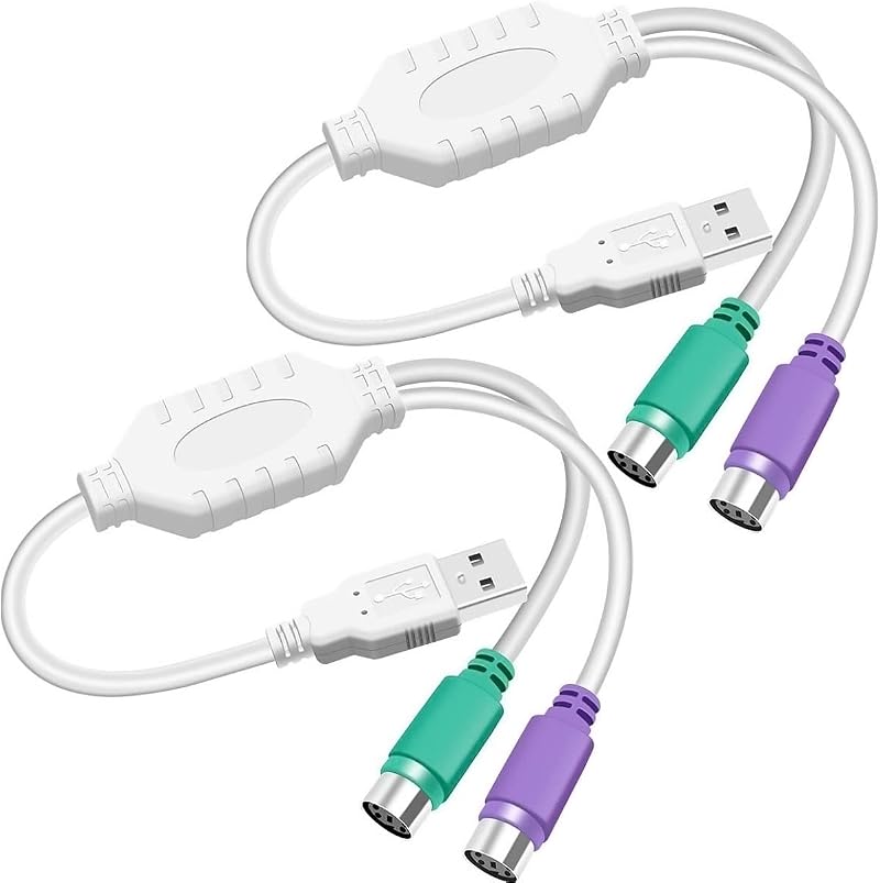Xiatiaosann PS2 to USB A Adapter Cable for Keyboard Mouse 2 PCS PS/2 Male USB