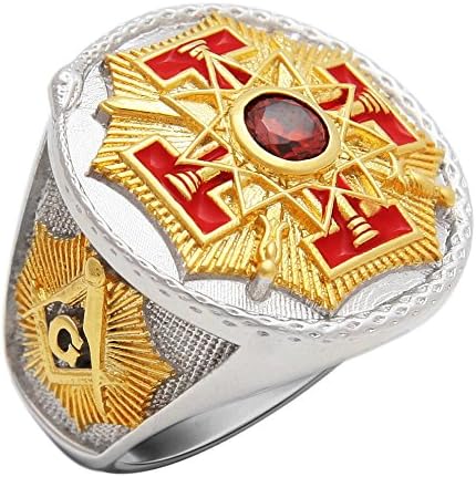 Masonic Templar 33rd Degree Freemason Sovereign Grand Inspector General Ring 18k Gold Pld BR-10