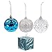 Juvale 28-Pack Christmas Tree Decorations - Glittery Xmas Ball Ornaments in 4 Assorted Ball, and Gift Box Designs - Perfect Festive DecorEmbellishments, Blue and Silver