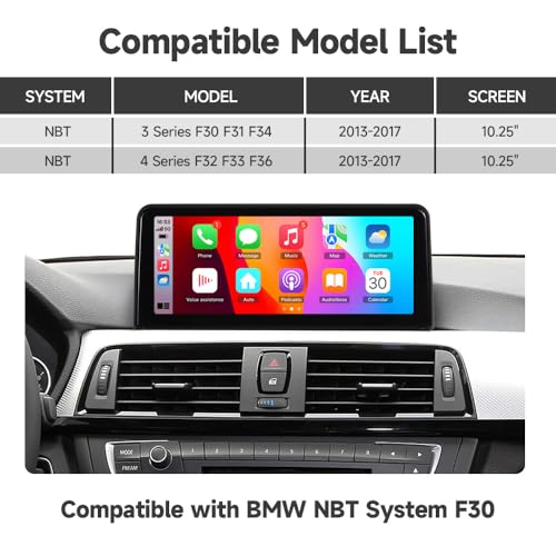 VIBEX 10.25 Inch Car Radio Carplay Wireless & Android Wireless Car Radio for BMW 3 4 Series F30/F31/F32/F33//F34/F36 2012-2016 with NBT System, Touchscreen Stereo Receiver with AirPlay Link, Siri
