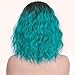 ENTRANCED STYLES Teal Wig for Women Synthetic Bob Curly Wigs with Side Part Ombre Blue Wig for Girls Heat Resistant Fiber