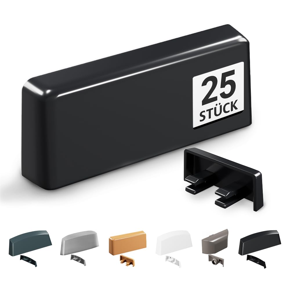 VOOXA Pack of 25 Window Water Slot Caps Standard Black RAL 9005 for Slot Milling of 20-34 x 5 mm