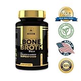 Bone Broth Protein Powder Superfood Capsules - Organic Dehydrated Grassfed Beef + Chicken Powder Blend Pills - Non-GMO - Collagen + Bone Broth Protein (60 Capsules Total)