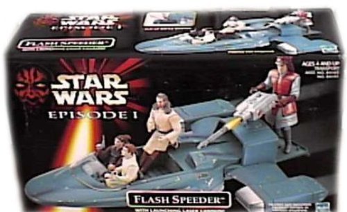 Star Wars Year 1998 Episode 1 "The Phantom Menace" Vehicle - Flash Speeder with Flip-Up Battle Damage, Slide-Out Gunner Platform and Launching Laser Cannon (Action Figure Sold Separately)