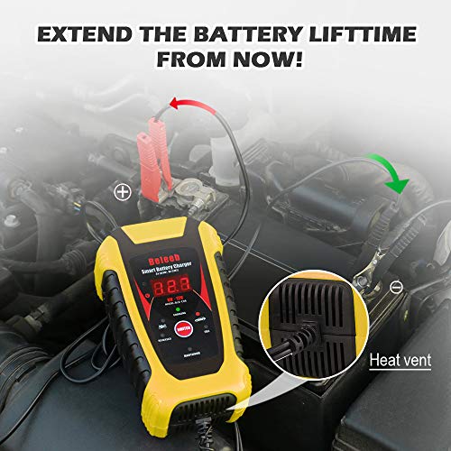 Beleeb Automatic Battery Charger 6V 12V Auto Trickle Charging for Car Motorcycle Lawn Mower Tractor Scooter 2A 6A Maintainer