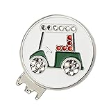 PINMEI Bling Golf Ball Marker with Magnetic Golf Hat Cap Clip Golf Gift for Women Lady Kids (Golf Cart)