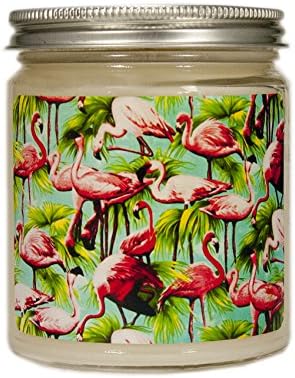 Soy Candle Pink Flamingo Beach Summer Decor 8 ounces