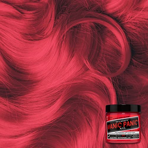 MANIC PANIC Classic Electric Watermelon Semi Permanent Hair Color - Neon Pink Hair Dye for Women & Men That Lasts 4-6 Weeks - Vegan, Ammonia & Cruelty-Free - Create & Mix Custom Shades (4oz)