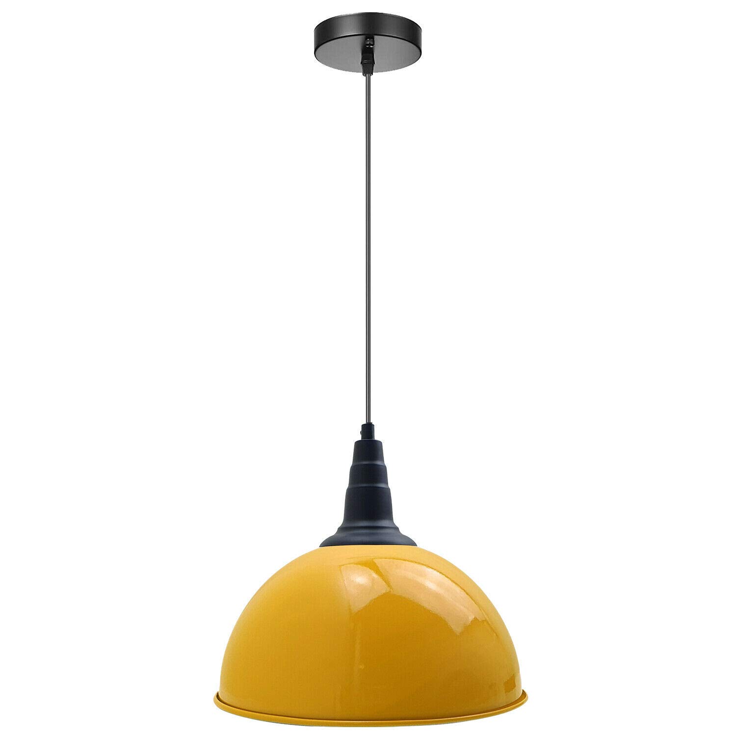 LEDSone Industrial Vintage Retro Style Ceiling Hanging Pendant Light Chandelier 30cm, Dome Lamp Shades E27 UK Holder for Kitchen Island, Living Room and Dining Room (Yellow)