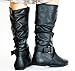 Twisted Women's Shelly Faux Leather Mid-Calf Scrunch Boot with Side Buckle