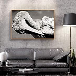 Floating Framed Canvas Wall Art for Living Room, Bedroom Black and White Wild Animal Canvas Prints for Home Decoration Ready to Hang - 16x24 inches