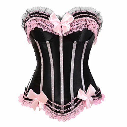 Corsetto-Bustino-in-Pizzo-con-Gonna-Tutu-Elegante-Donna-Sexy-Halloween-Costumi-Natale-Abito-Set-Rosa-S