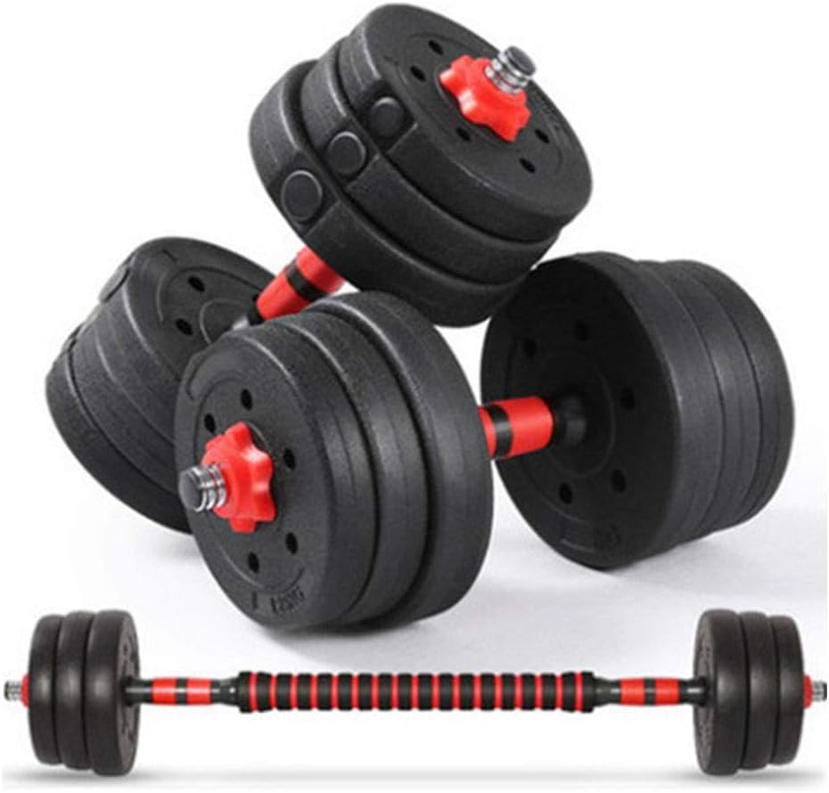 Ownlife PE Material Weight Dumbbell Set Adjustable Cap Gym Barbell Plates For Dumbbell Set For Body Workout 10kg×2 (Color : Red, Size : 44LB)
