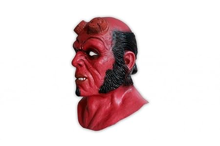 shoperama Hochwertige Latex-Maske Hellboy Kostüm-Zubehör Halloween Teufel