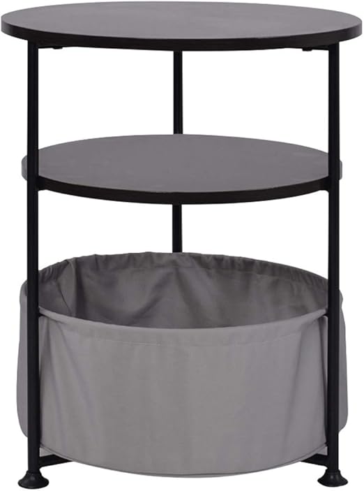 Mesa redonda de 3 niveles, escritorio pequeño con almacenamiento de