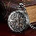 AMPM24 Steampunk Black Copper Case Skeleton Mechanical Pocket Watch Fob WPK167