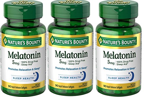 Nature's Bounty Melatonin Super Strength 5 mg, 270 Softgels (3 X 90 Count Bottles)
