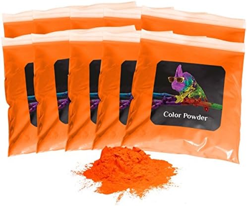 Chameleon Colors Color Powder, Vibrant Orange Holi Color, 10 Pounds (1 Pound per Packet), Pack of 10
