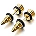 INBLUE Men's Stainless Steel Stud Earrings Rubber Gold Tone Black Screw Spike Plug Tapers