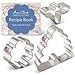 Ann Clark Cookie Cutters 3-Piece Bee Cookie Cutter Set with Recipe Booklet, Bee, Beehive and Small Flower
