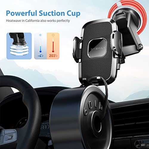 EYEMAY 2022 Upgraded Car Phone Holder Mount - [ Bumpy Roads Friendly ] Phone Mount for Car Dashboard Windshield Air Vent 3 in 1, Hand Free Mount for iPhone 14 13 12 Pro Max Samsung All Cell Phones