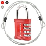 Lumintrail Combination Padlock w/4' Braided Steel Security Cable - 4 digit lock 1