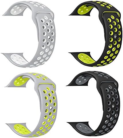 Isenxi for Watch Band, 4 Pack Soft Silicone Sport Style Replacement Strap for iwatch Series 1 Series 2 Series 3(38mm-Nike Small(4pack))