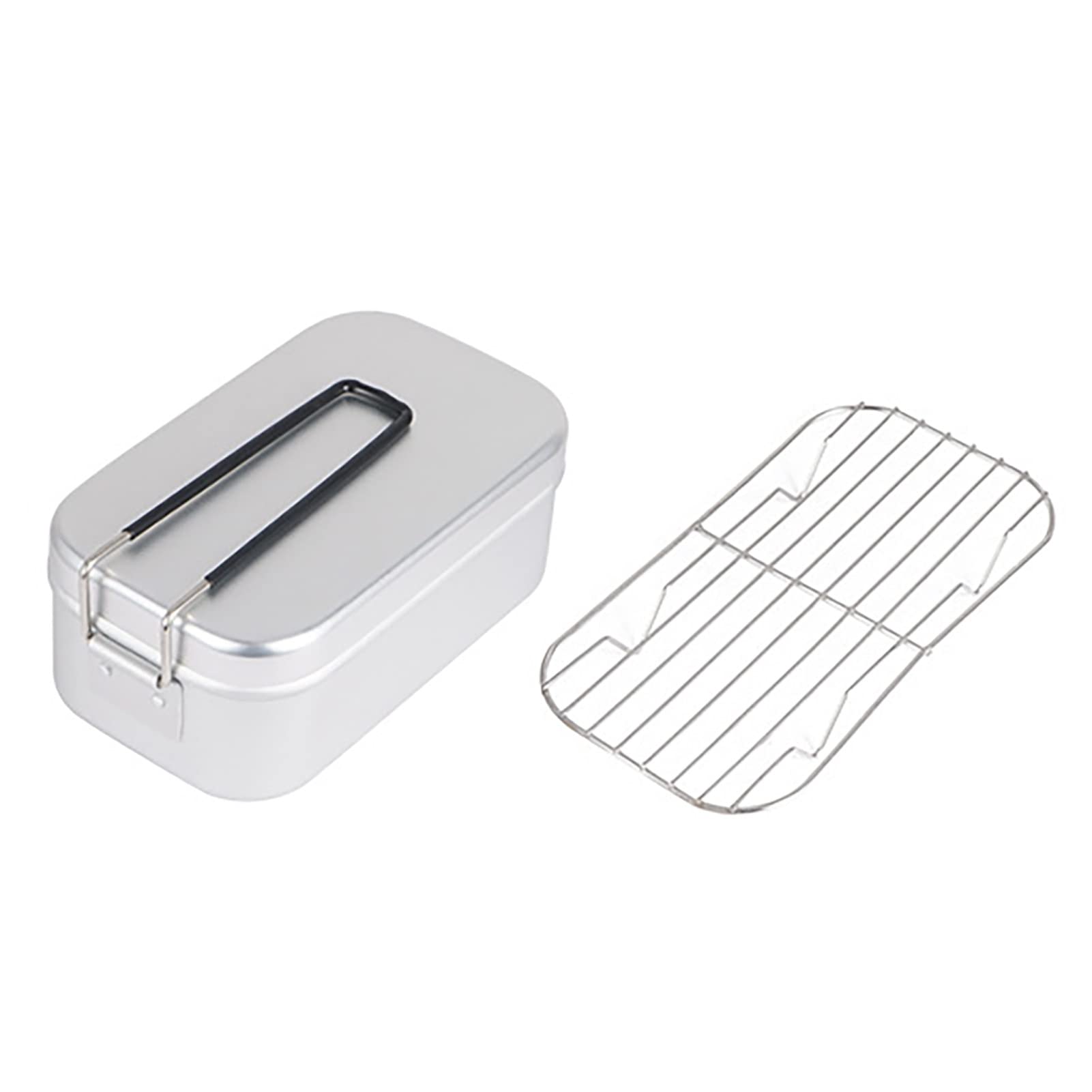 Military Mess Tin,Aluminum Lunch Box, Folding Handle Portable Stainless Steel Light Weight Cooking Bento Box, Easy To Carry, Camping Mess Tin for Outdoor Picnic Camping Hiking Hunting Fishing(white)