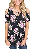 Alvaq Women Summer Sexy Crisscross Neck Cold Shoulder Top (5 Colors S-XXL)