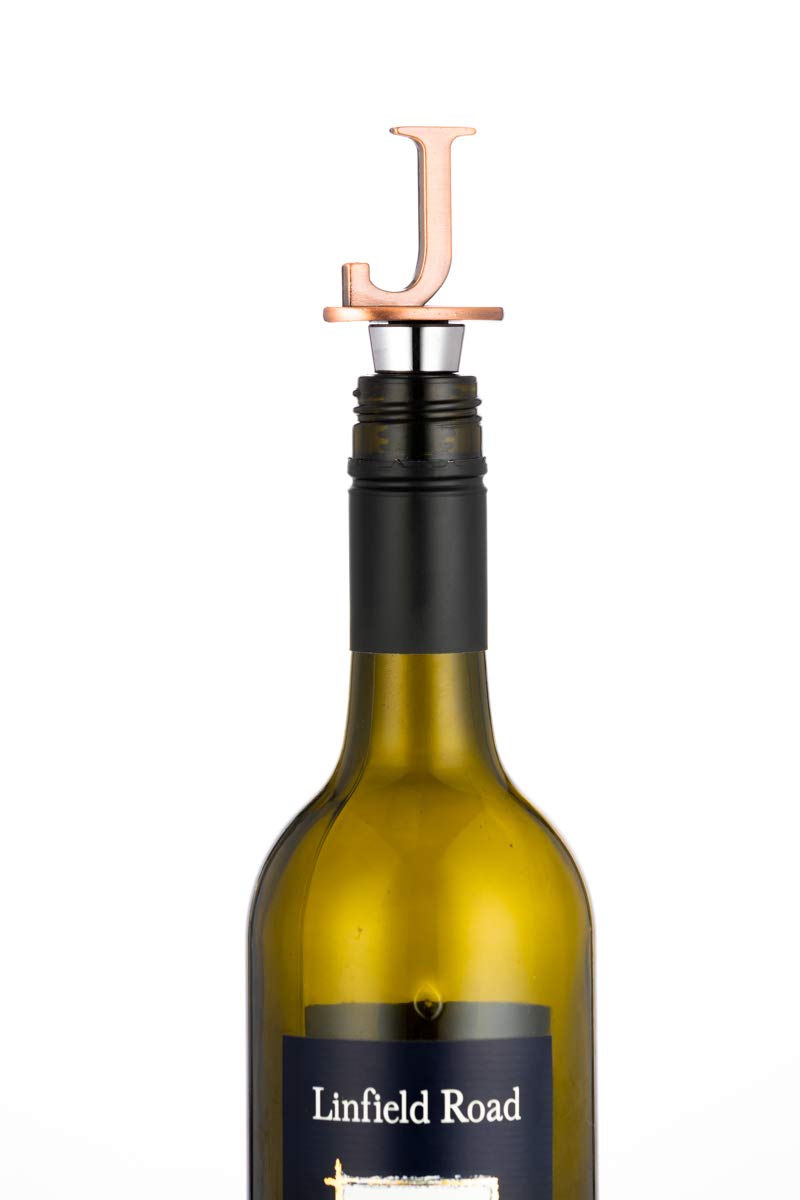 Wine Stoppers,Reusable Wine Preserver,Zinc Alloy and Food Grade Silicone Material,New DIY Letter-shaped Wine Bottle Stopper Funny Gift (Letters J)