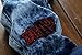 Men's Ripped Badges Slim Fit Jeans Blue A161 40