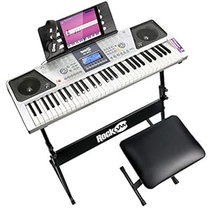 RockJam 61 Key Keyboard Piano Kit with Digital Piano Bench, Electric Piano Stand, Headphones Piano Note Stickers…