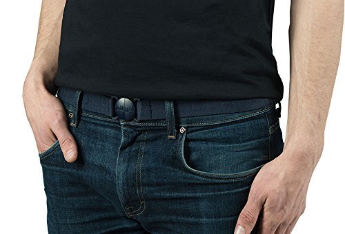Strong & Invisible Elastic Stretch Belt by Jelt - Fits Women and Men Perfectly - Great With Any Pants! - Eco-Friendly (Denim Blue, Small)