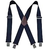 AireKouzia Suspenders for Men Mens Suspenders - 2 Inch Work Suspenders for Men Heavy Duty Black Suspenders Men with Clips