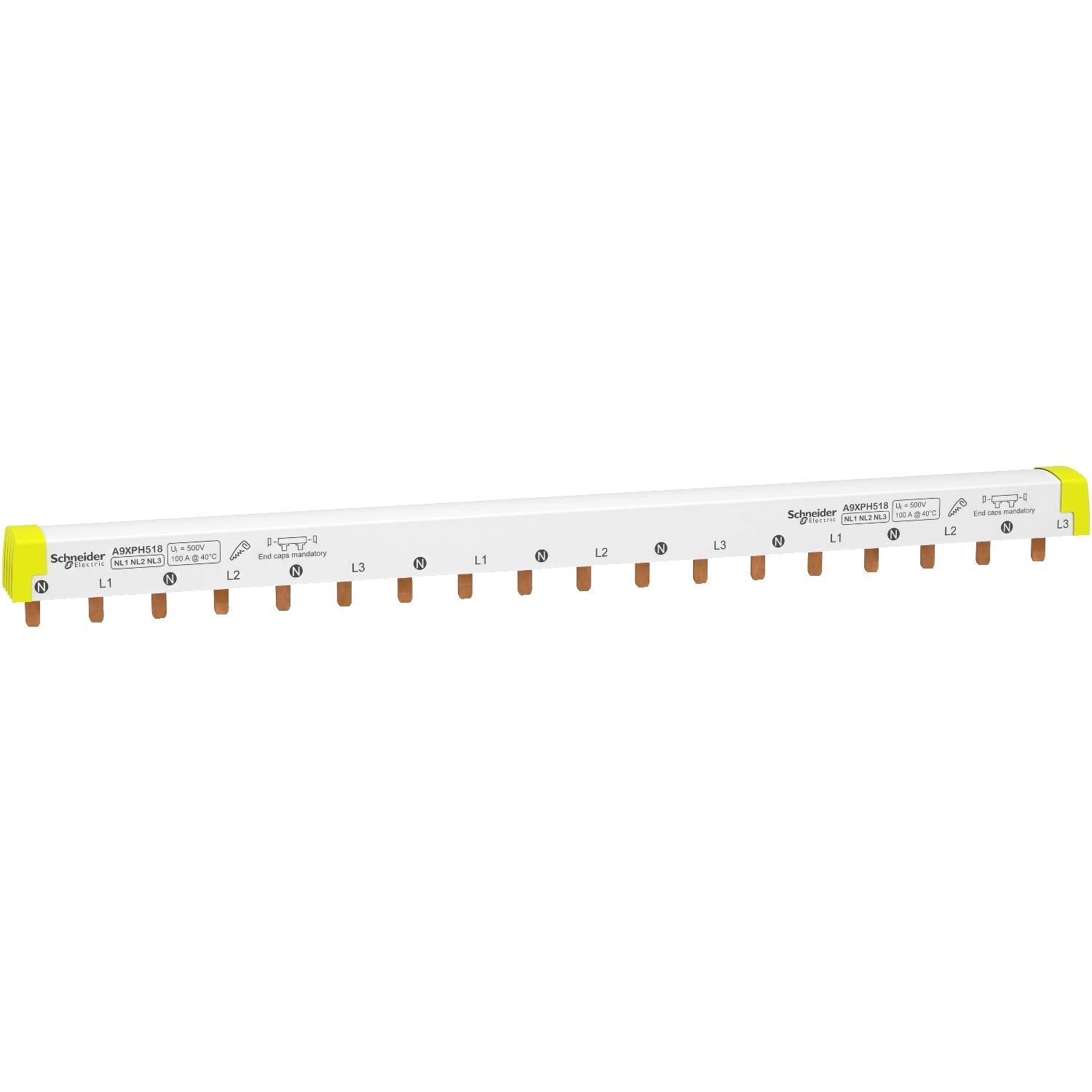 Schneider A9XPH518 Phase Busbar Baffle, Cut to Length, 3P + N, 18 units, 100 A