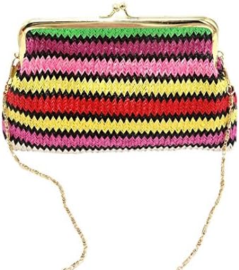 Knitting Women Coin Wallet Wristlet Clutch with Chain,Crystell Small Shoulder Bag for iphone 6 6s plus / 7 / 7 plus /s8 made by Cotton Rainbow