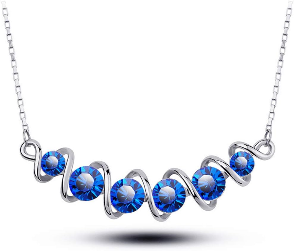 Rainbow Bridge Love Necklace Filigree Wave Spiral Necklace Birthstone Crystal Spring Bib Pendant Necklace for Women Girls