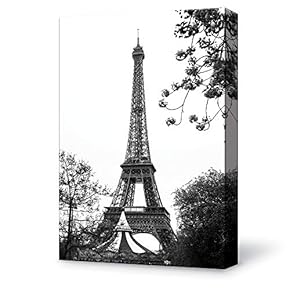 Canvas Wall Art Eiffel Tower Canvas Painting Wall Poster Decor for Living Room Wooden Framed Home Decorations - 12x18 inches