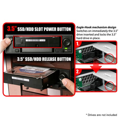 ICY DOCK DuoSwap MB971SP-B 5.25 Inch Hot Swap Drive Caddy / Docking for 2.5 Inch & 3.5 Inch SATA Hard Drive/SSD