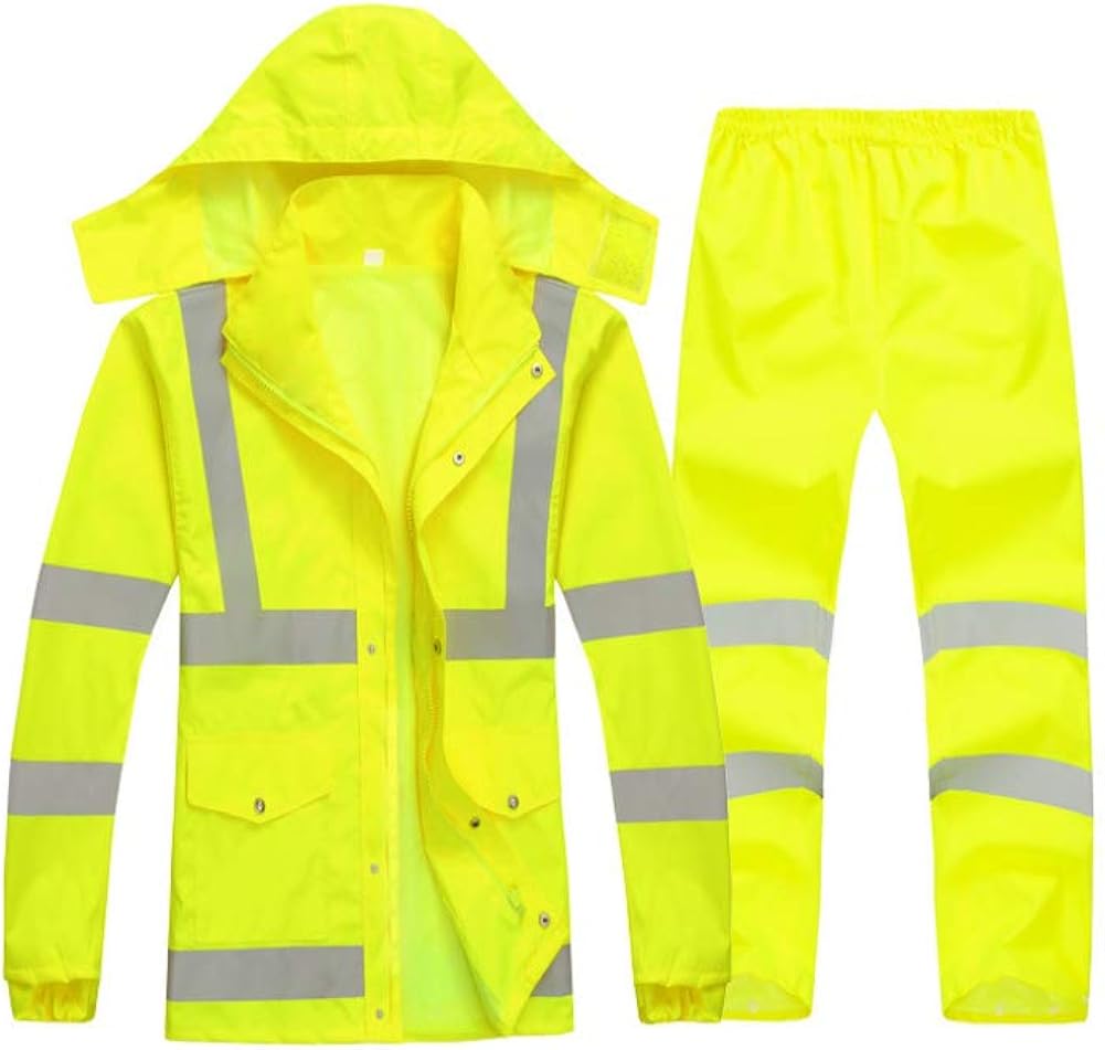 Janjunsi Waterproof Safety Rain Jacket Pants Road Construction Rainsuit